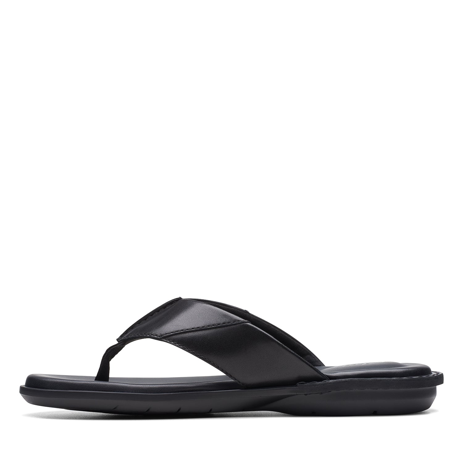 Clarks Penryn Post Sandals - Black Leather - 261745937 - G Width (Standard Fit)