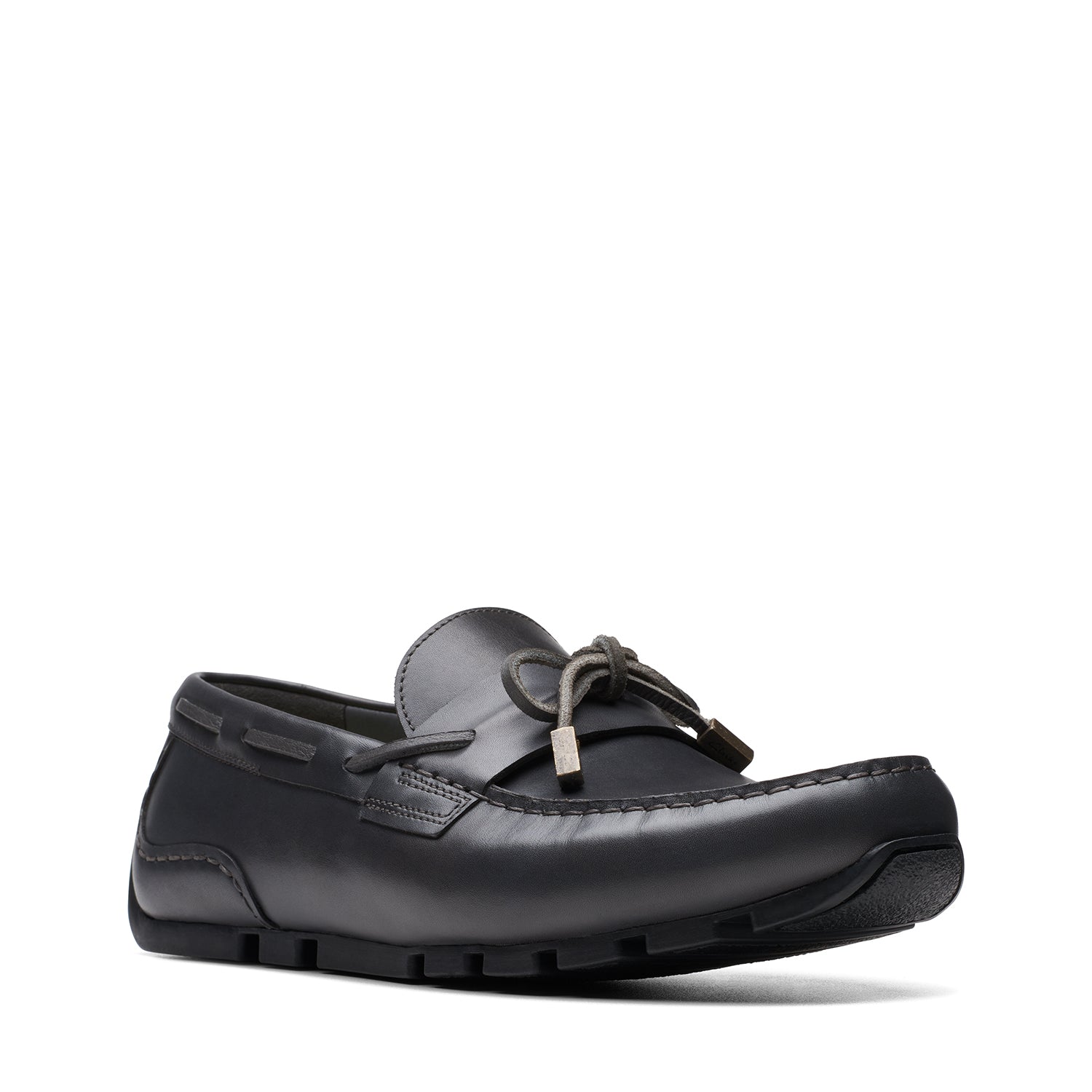 Clarks Oswick Step Shoes - Dark Grey Leather - 261756167 - G Width (Standard Fit)