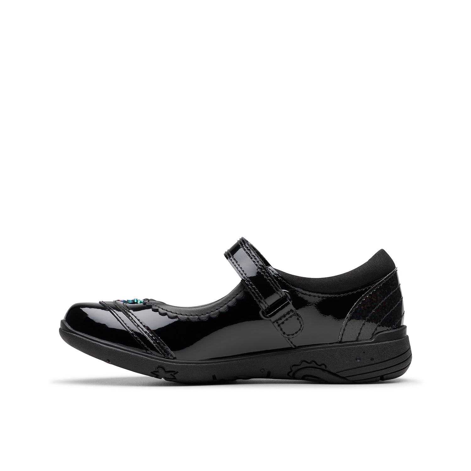 Clarks Girls  Relda Spark Kid.  Pat (Extra Wide Fit)