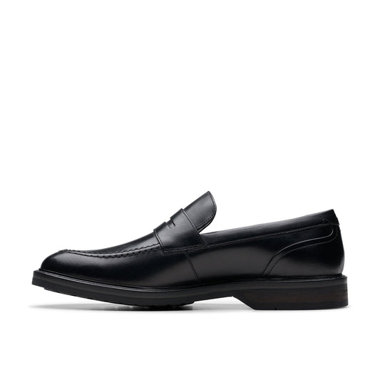 Clarks Mens  Aldwin Step Black Leather (Standard Fit)