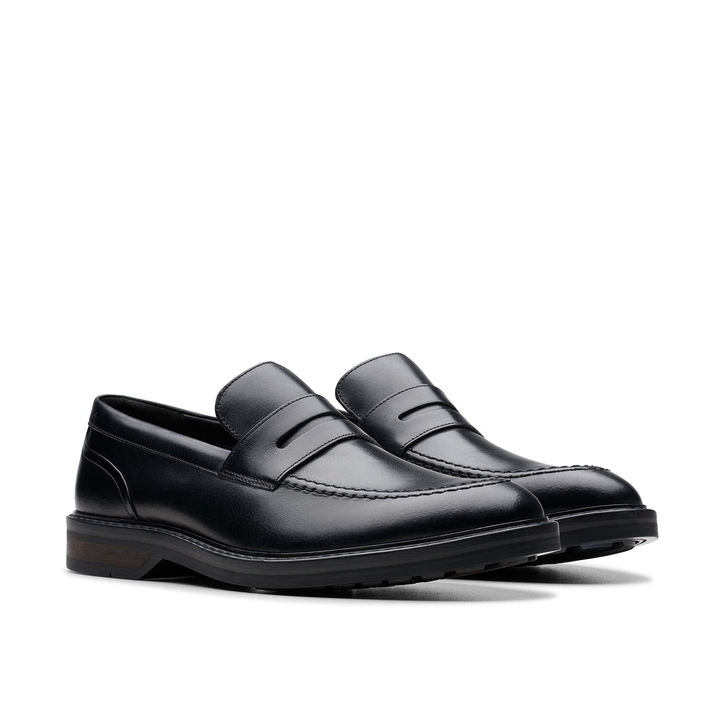Clarks Mens  Aldwin Step Black Leather (Standard Fit)