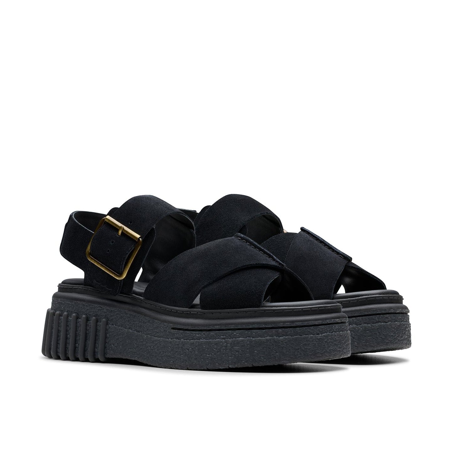 Clarks Womens Evamar Wish Black Suede (Standard Fit)