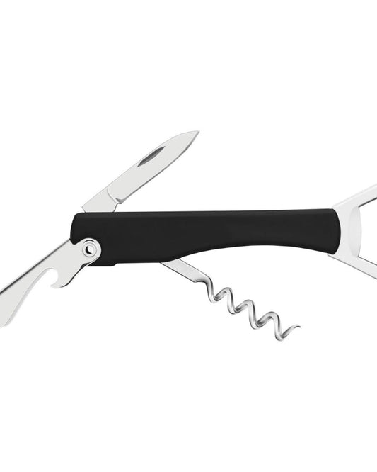 Tramontina Harmoniza Opener with Corkscrew and Pocket Knife with Stainless Steel Blades and Black ABS Body