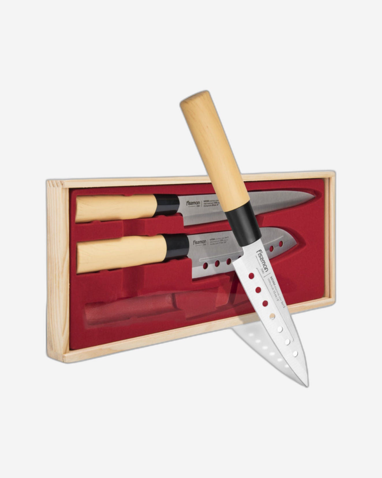 Fissman 3-Piece Non Stick Katana Knifes Brown/Silver 32.5cm