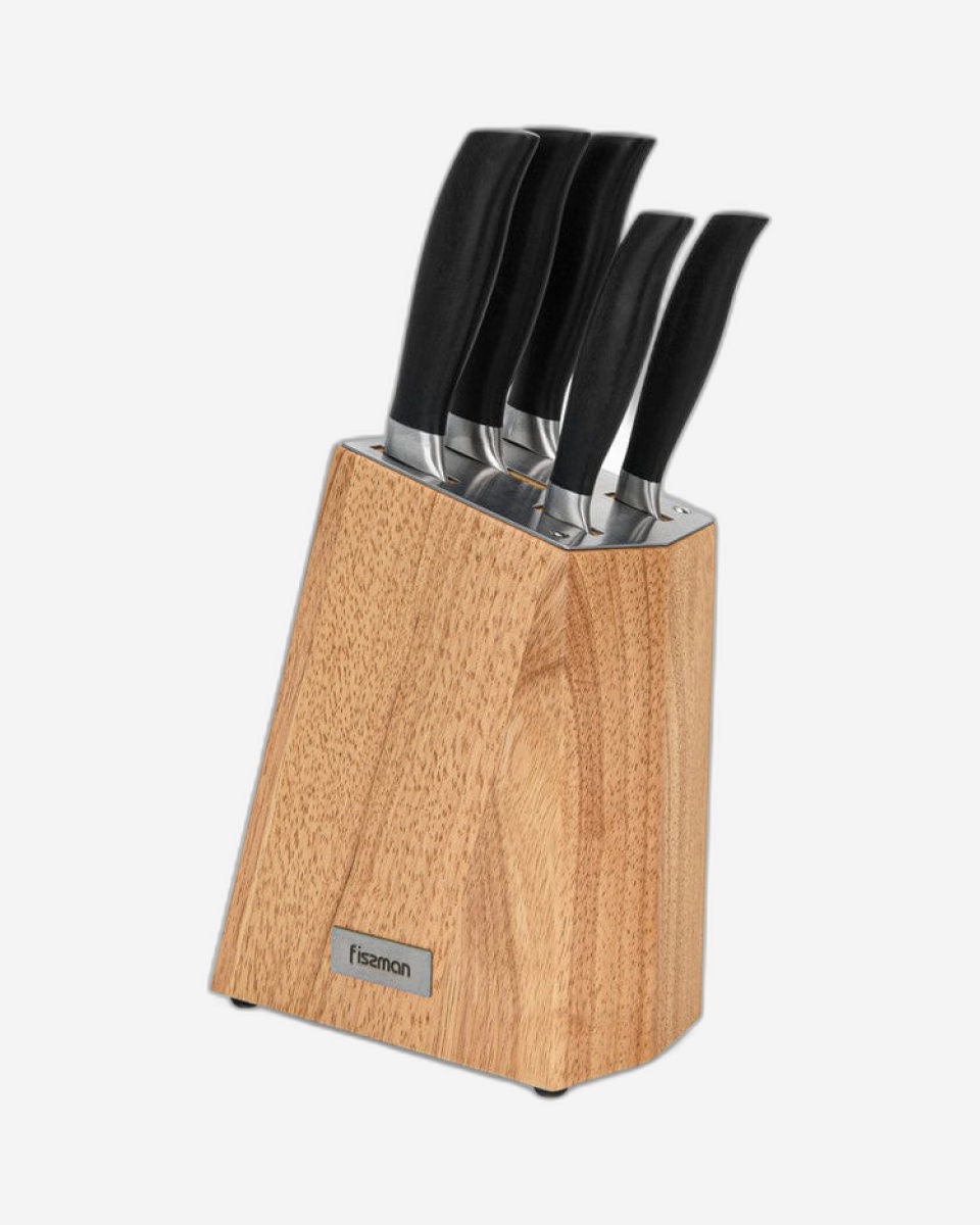 Fissman 6 Piece Knife Set Fujikawa With Wooden Block (3Cr14 Steel)