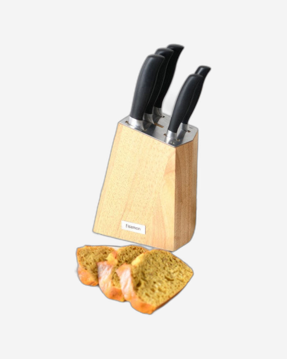 Fissman 6 Piece Knife Set Fujikawa With Wooden Block (3Cr14 Steel)