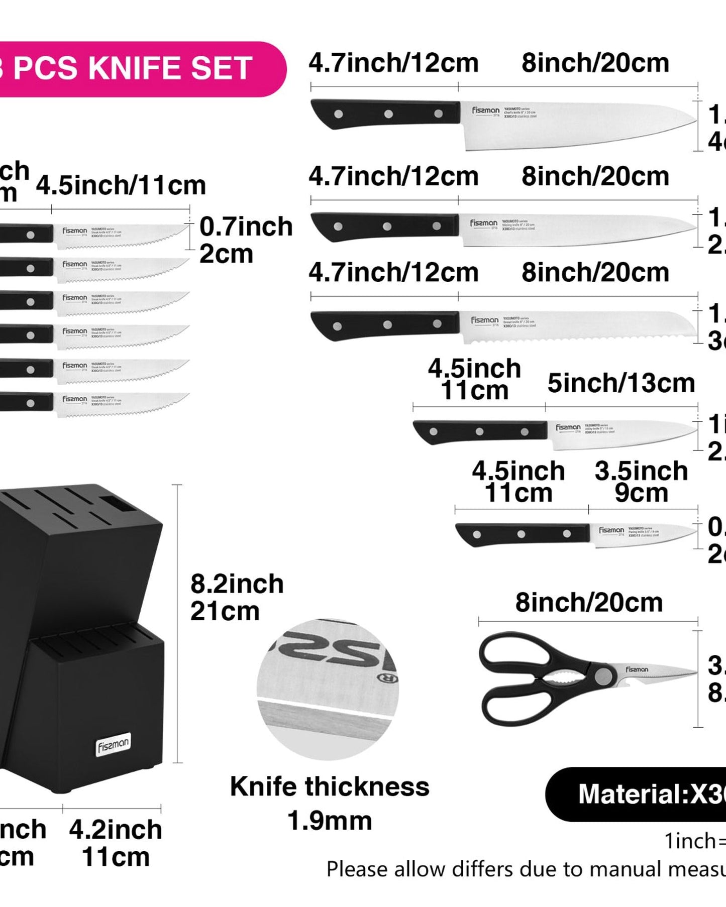 Fissman Knife Yasumoto 13Pc