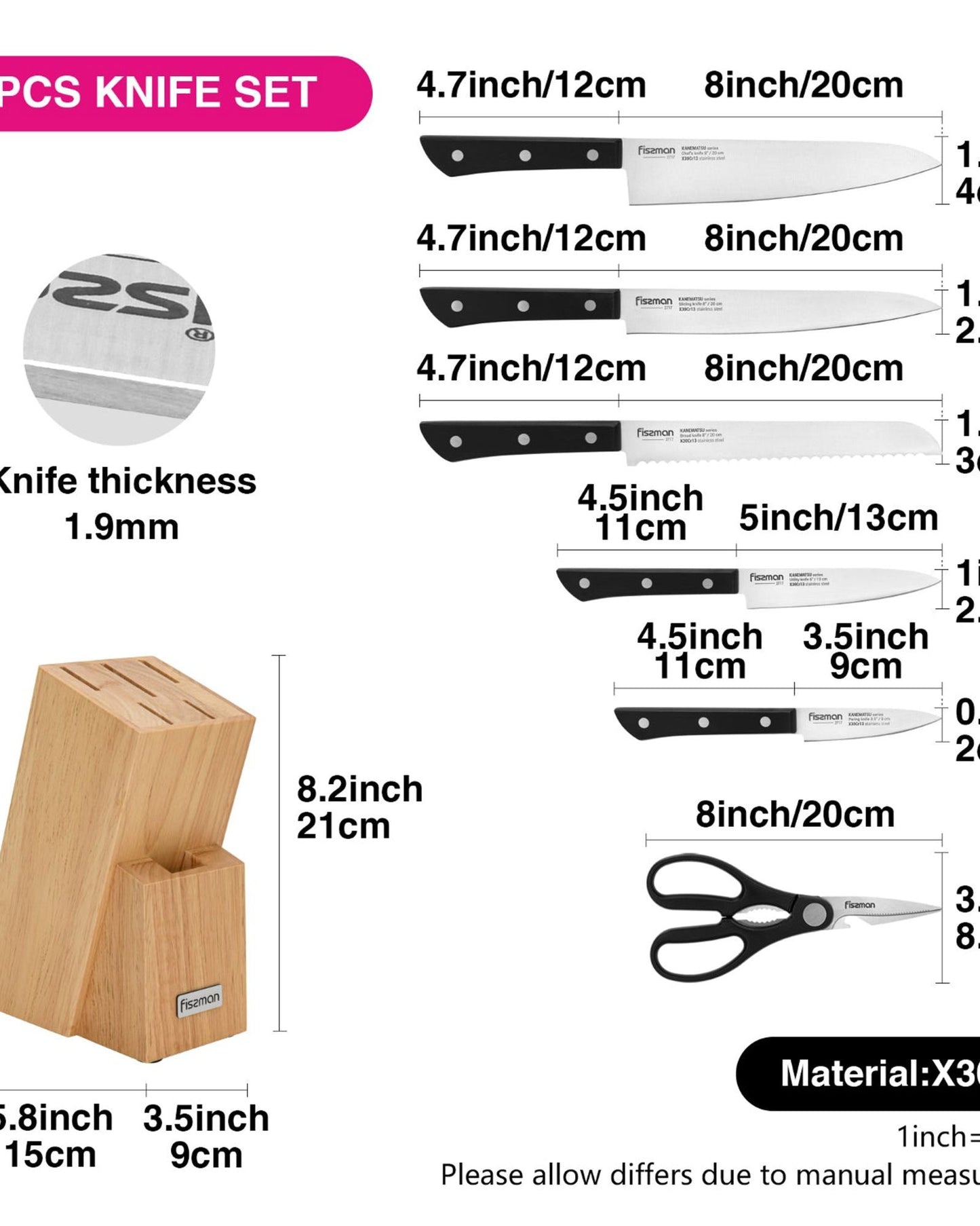 Fissman Knife Kanematsu 7Pc
