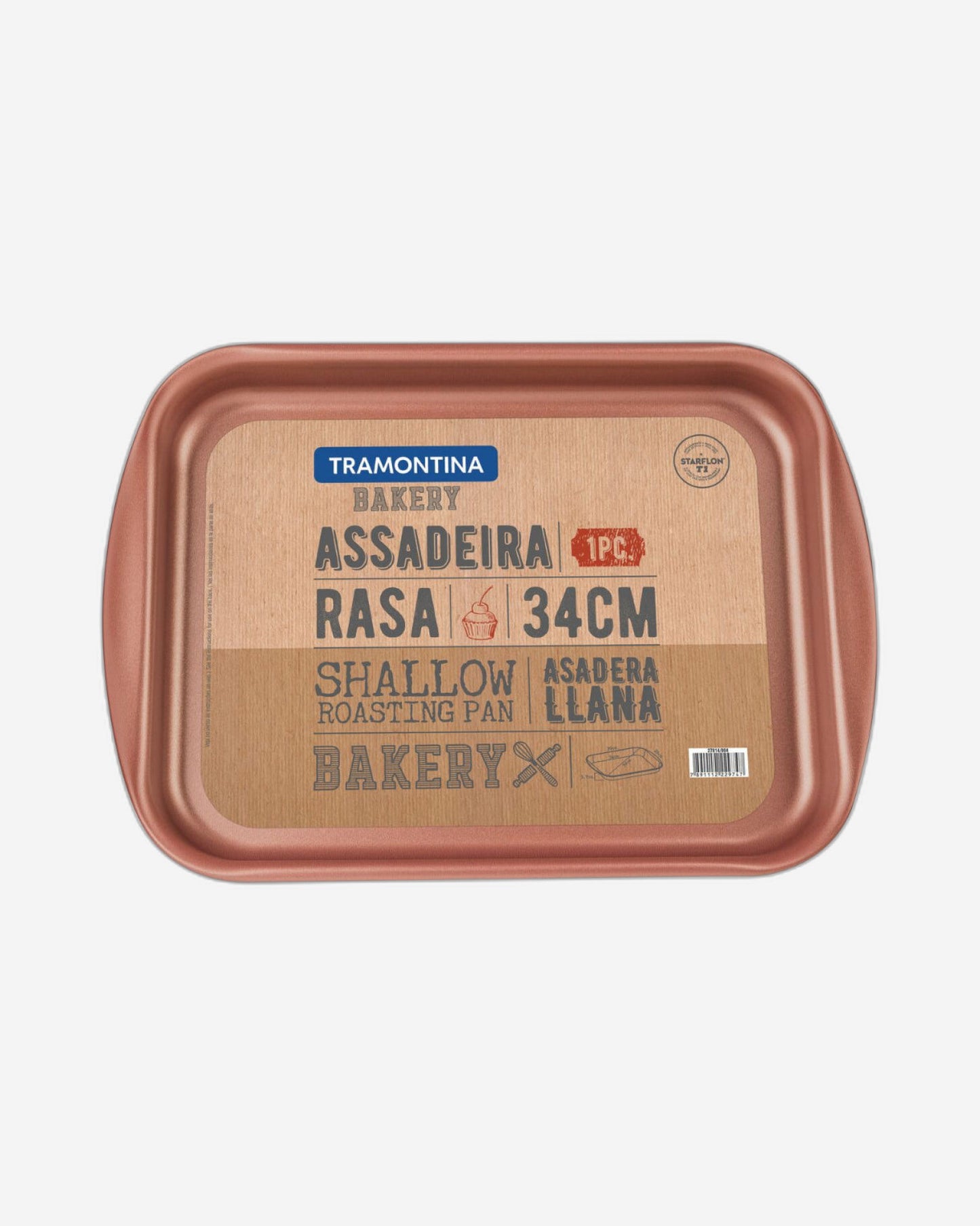 صينية تحميص من الألومنيوم بلون رمادي جرافيت من ترامونتينا بيكري مع طبقة داخلية من النحاس غير لاصقة من ستارفلون T1، 34 سم، 2.9 لتر