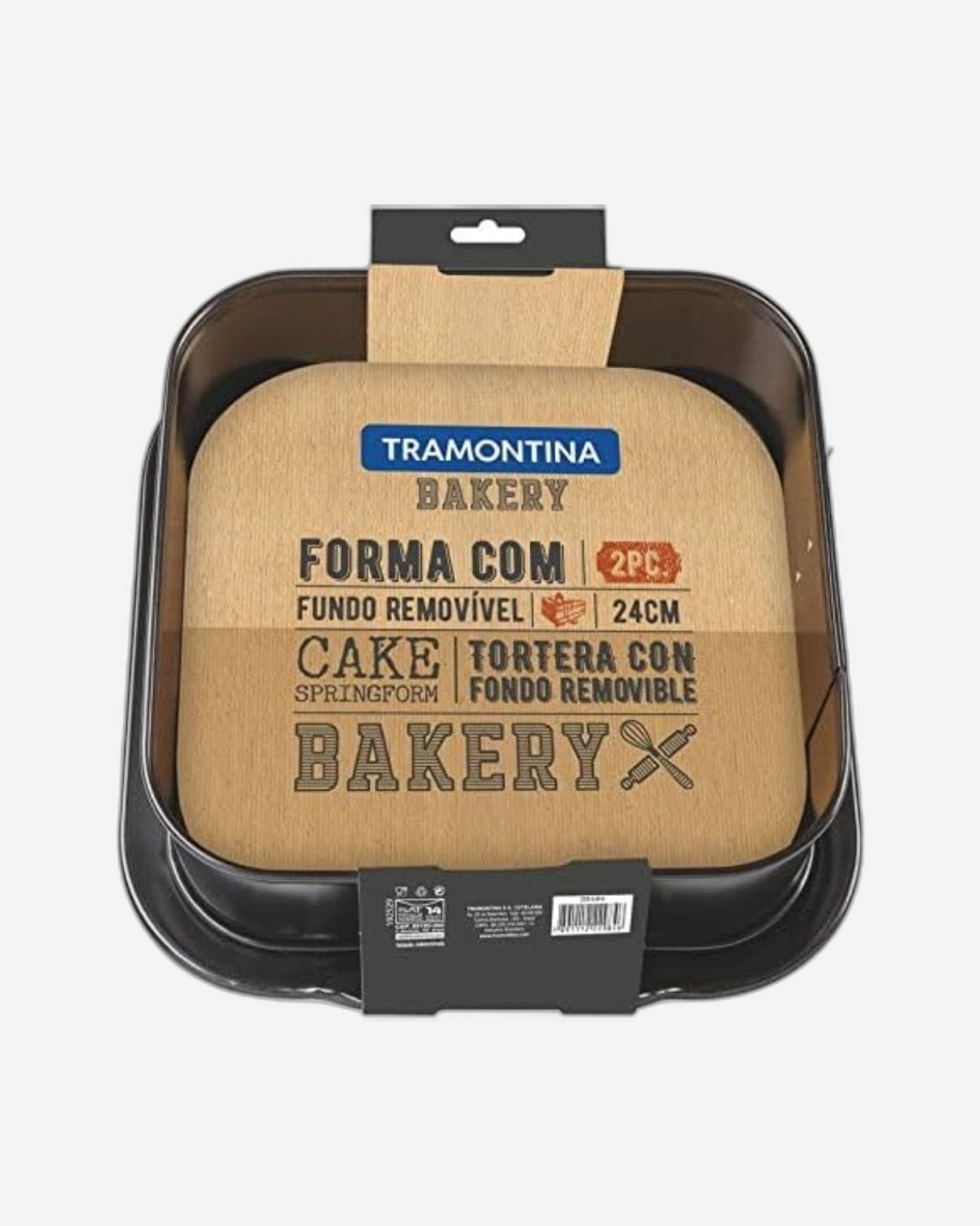 Tramontina Brazil  24cm Black Aluminum Baking Cake Pan with Removable Bottom with Interior and Exterior Starflon Max PFOA Free Nonstick Coating