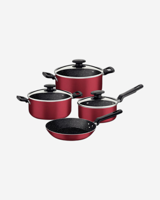 Tramontina Aluminum Cookware Set with Interior and Exterior Starflon Max Nonstick Coating Red 7 Pieces