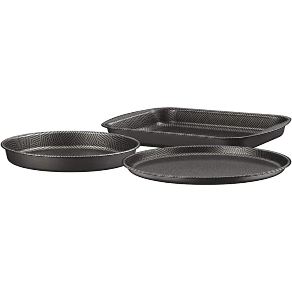 Tramontina Brazil  Paris 3 Pieces Black Aluminum Roasting Pan Set with Interior and Exterior Starflon Max PFOA Free Nonstick Coating