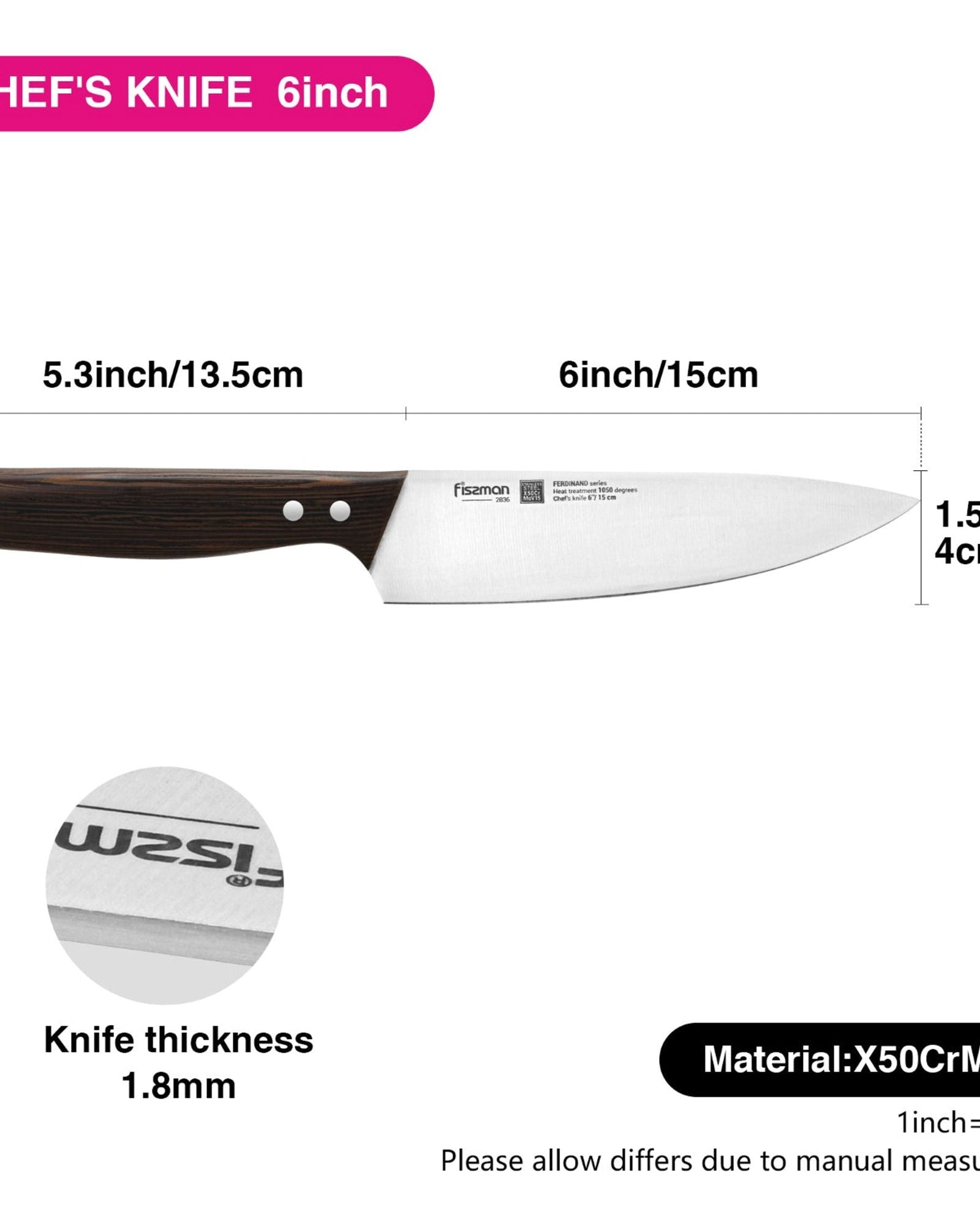 Fissman 6'' Chef's Knife Ferdinand - X50CrMoV15 steel