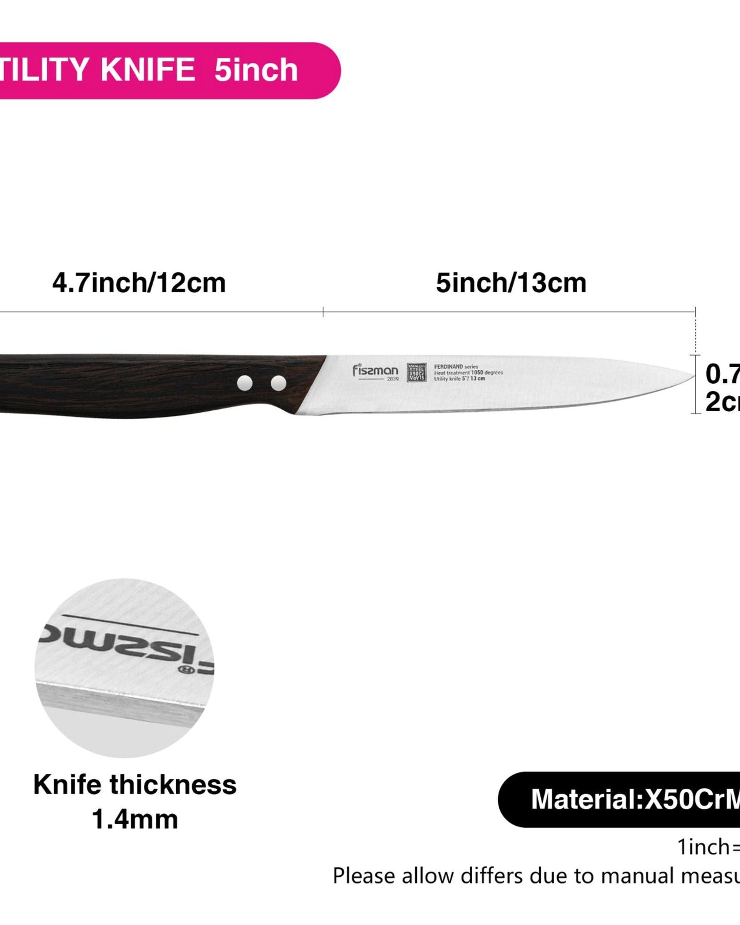 Fissman 5'' Utility Knife Ferdinand - X50CrMoV15 steel