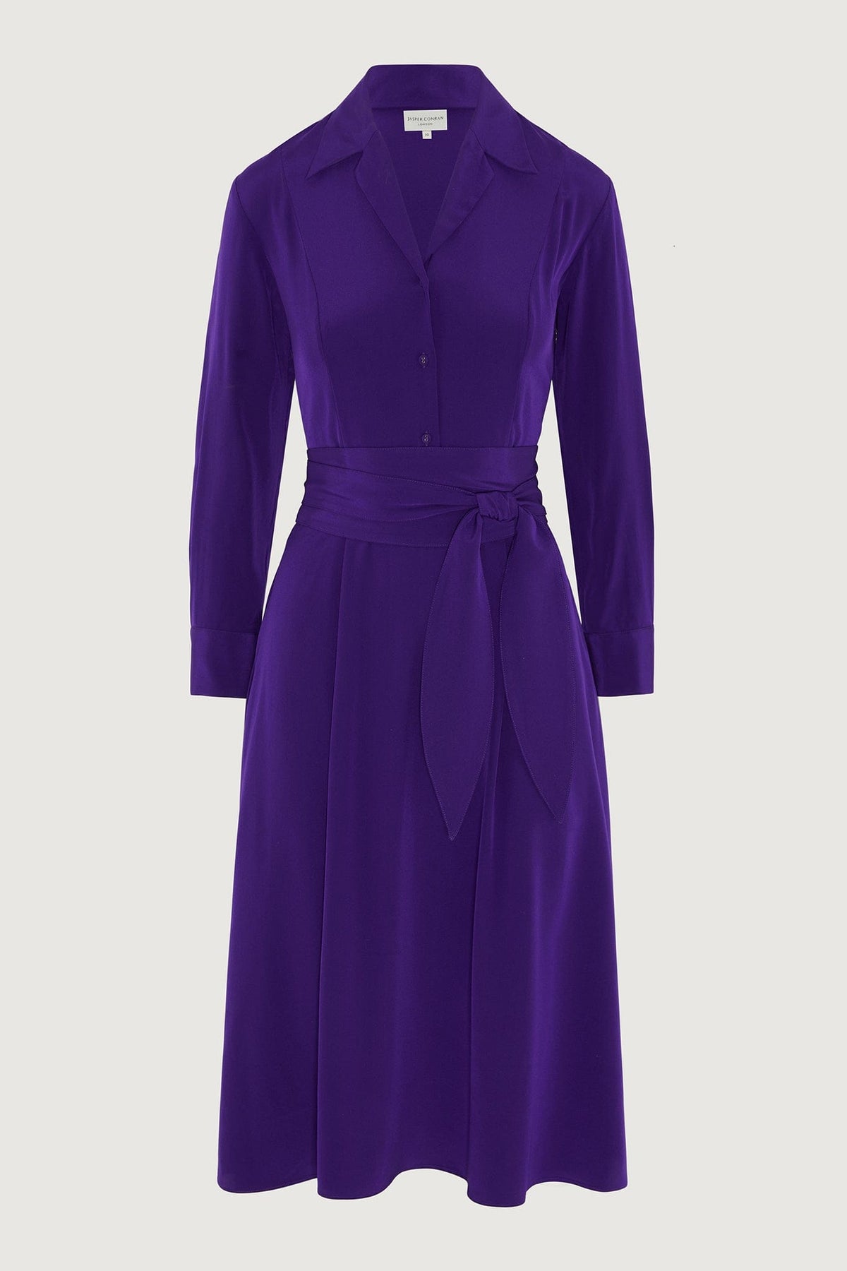 Fleur Silk Full Skirt Shirt Dress in Purple