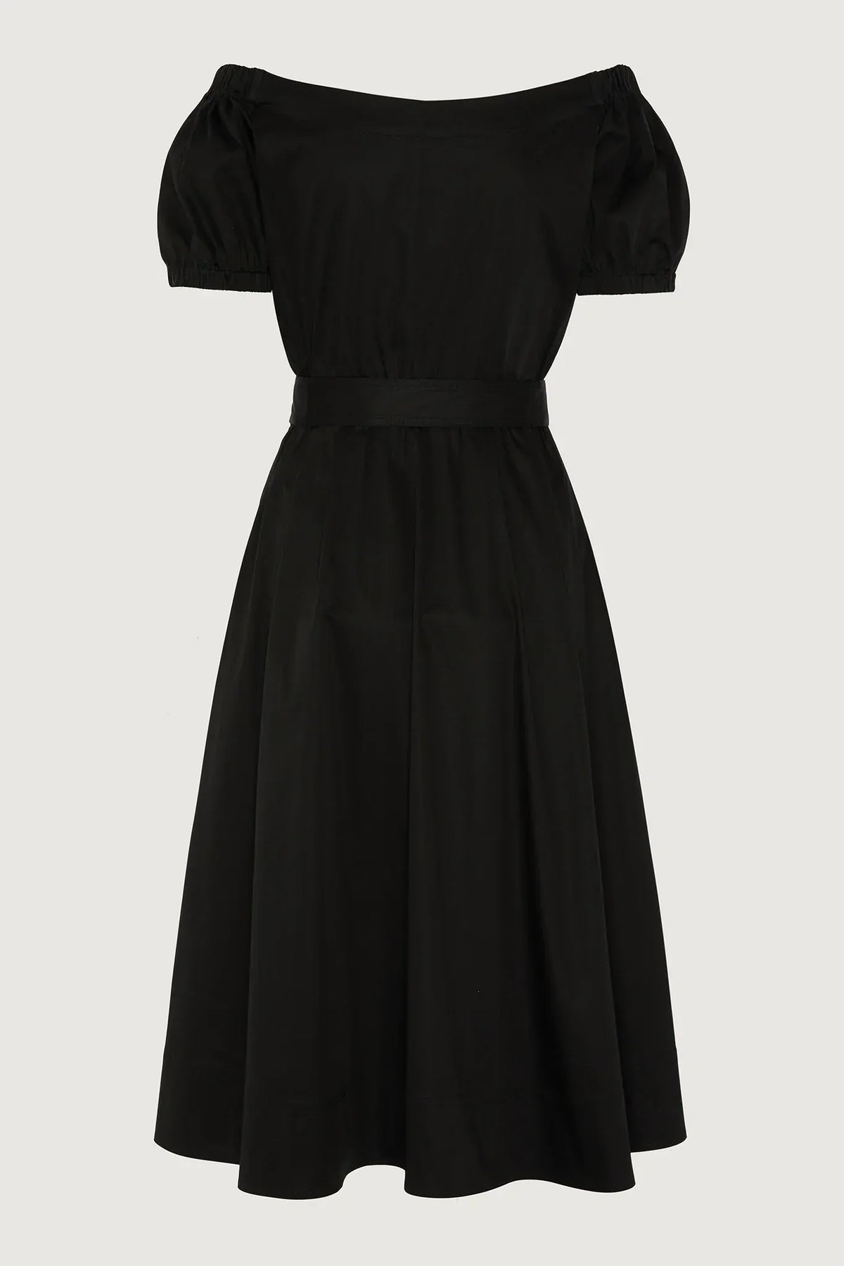 Fen Bardot Full Skirt Dress in Black