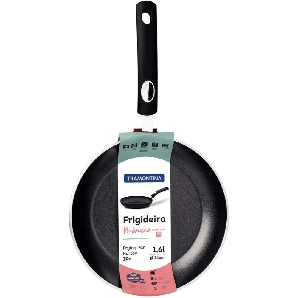 Tramontina Brazil  Monaco Induction 28cm Black Aluminum Frying Pan with Interior and Exterior Starflon Premium PFOA Free Nonstick Coating