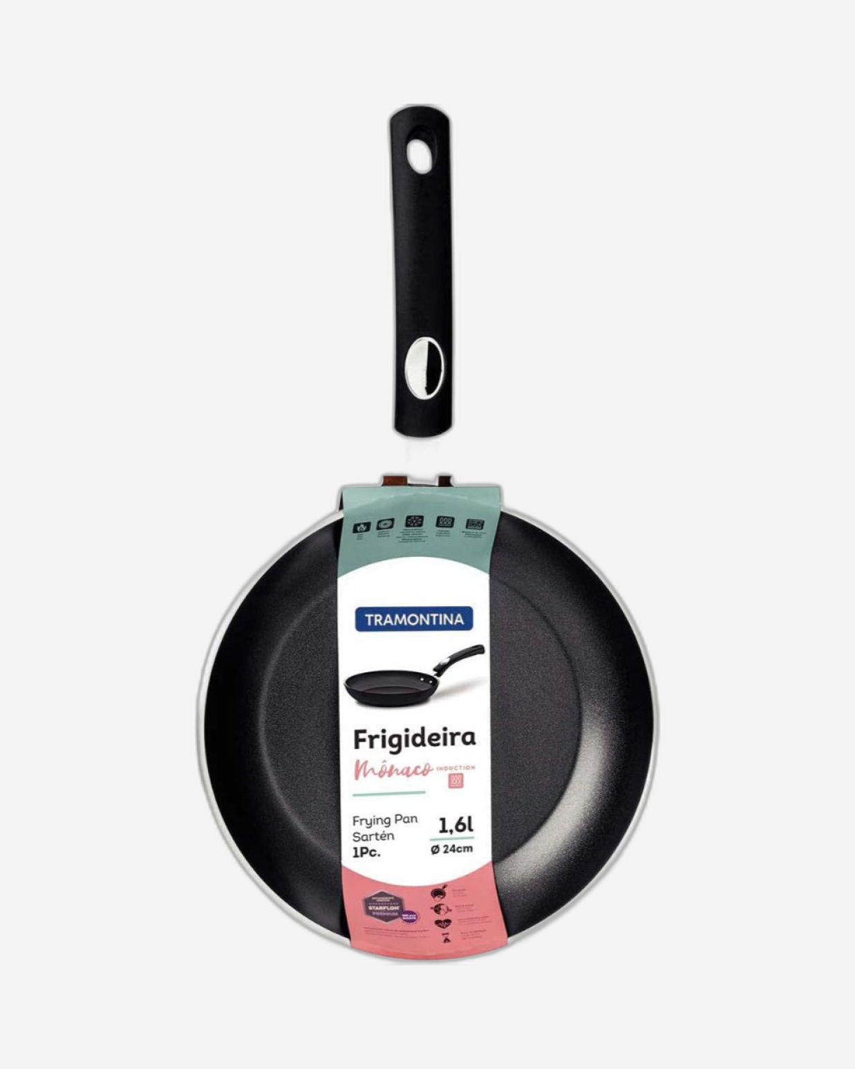 Tramontina Brazil  Monaco Induction 28cm Black Aluminum Frying Pan with Interior and Exterior Starflon Premium PFOA Free Nonstick Coating