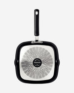 Tramontina Brazil  Monaco Induction 24cm 1.5L Black Aluminum Skillet Grill with Interior and Exterior Starflon Premium PFOA Free Nonstick Coating