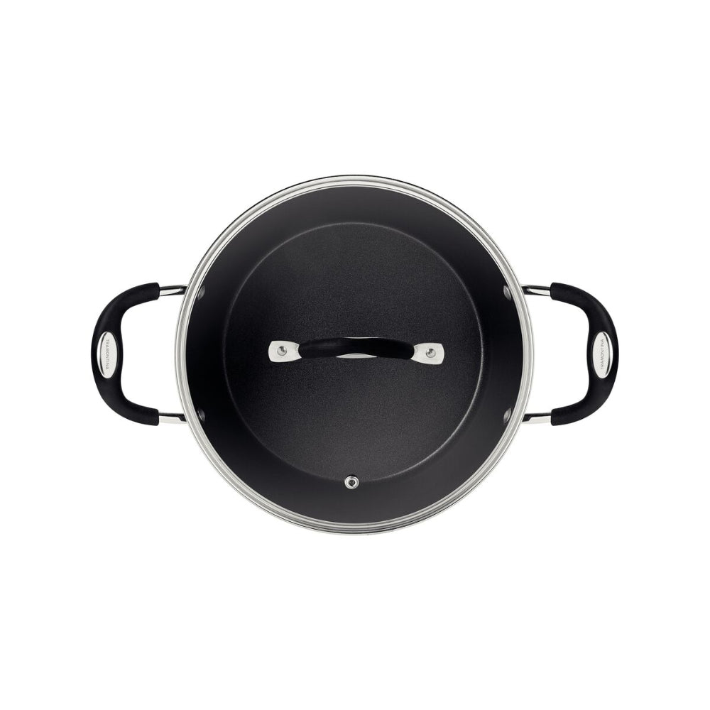 Tramontina Mônaco Induction Aluminum Casserole with Black Interior and Exterior Starflon Premium Nonstick Coating and Glass Lid, 22 cm, 3.5 L