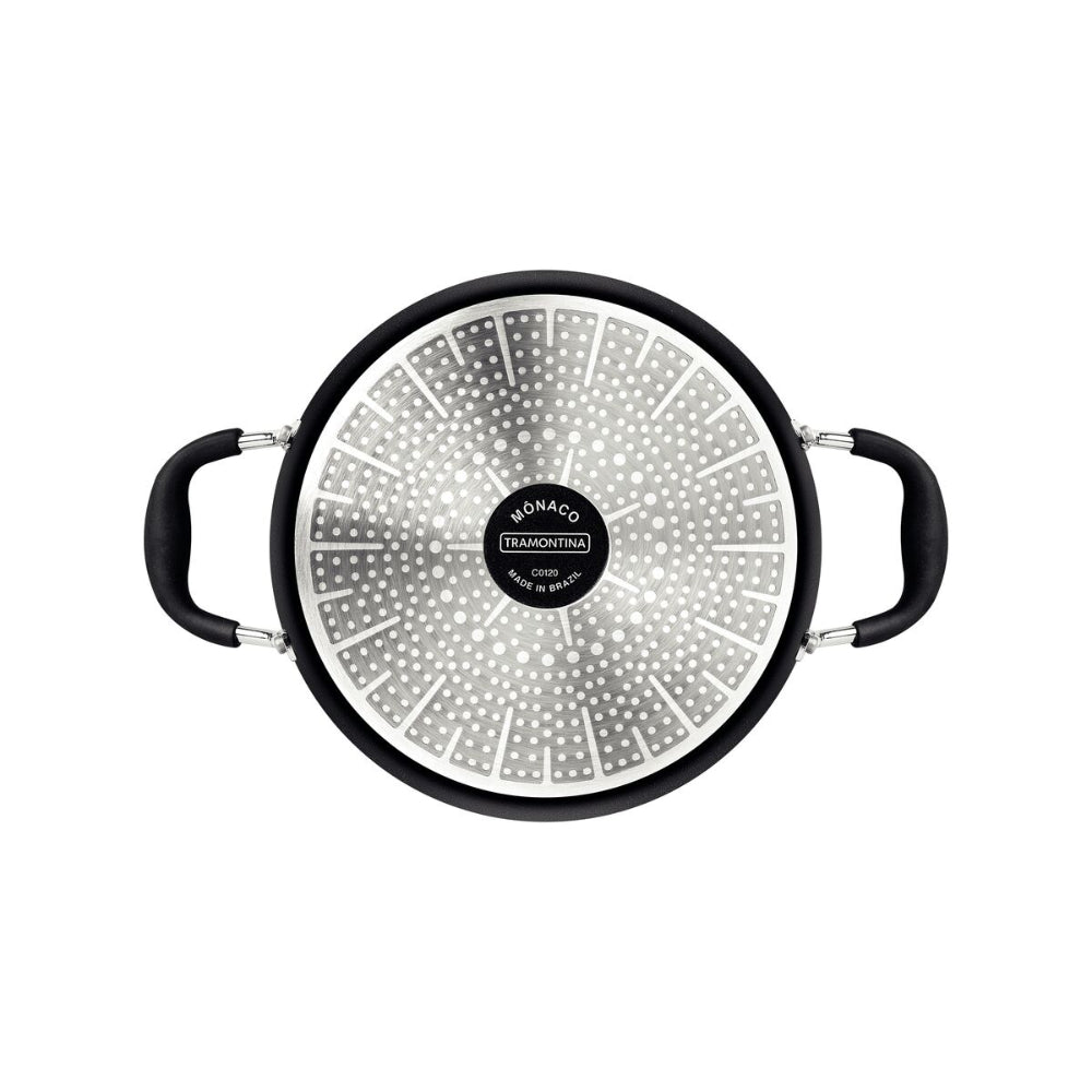 Tramontina Mônaco Induction Aluminum Casserole with Black Interior and Exterior Starflon Premium Nonstick Coating and Glass Lid, 22 cm, 3.5 L