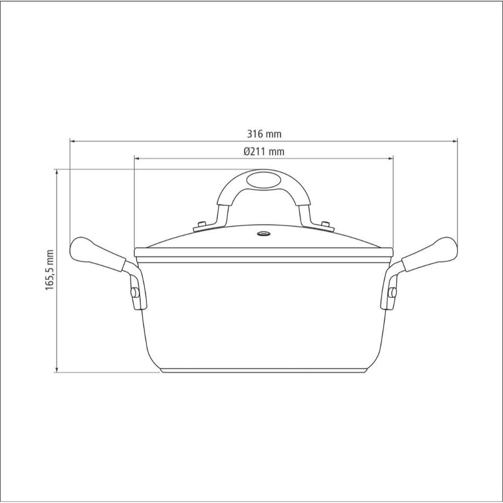 Tramontina Brazil  Monaco Induction 20cm 2.6L Black Aluminum Casserole with Interior and Exterior Starflon Premium PFOA Free Nonstick Coating