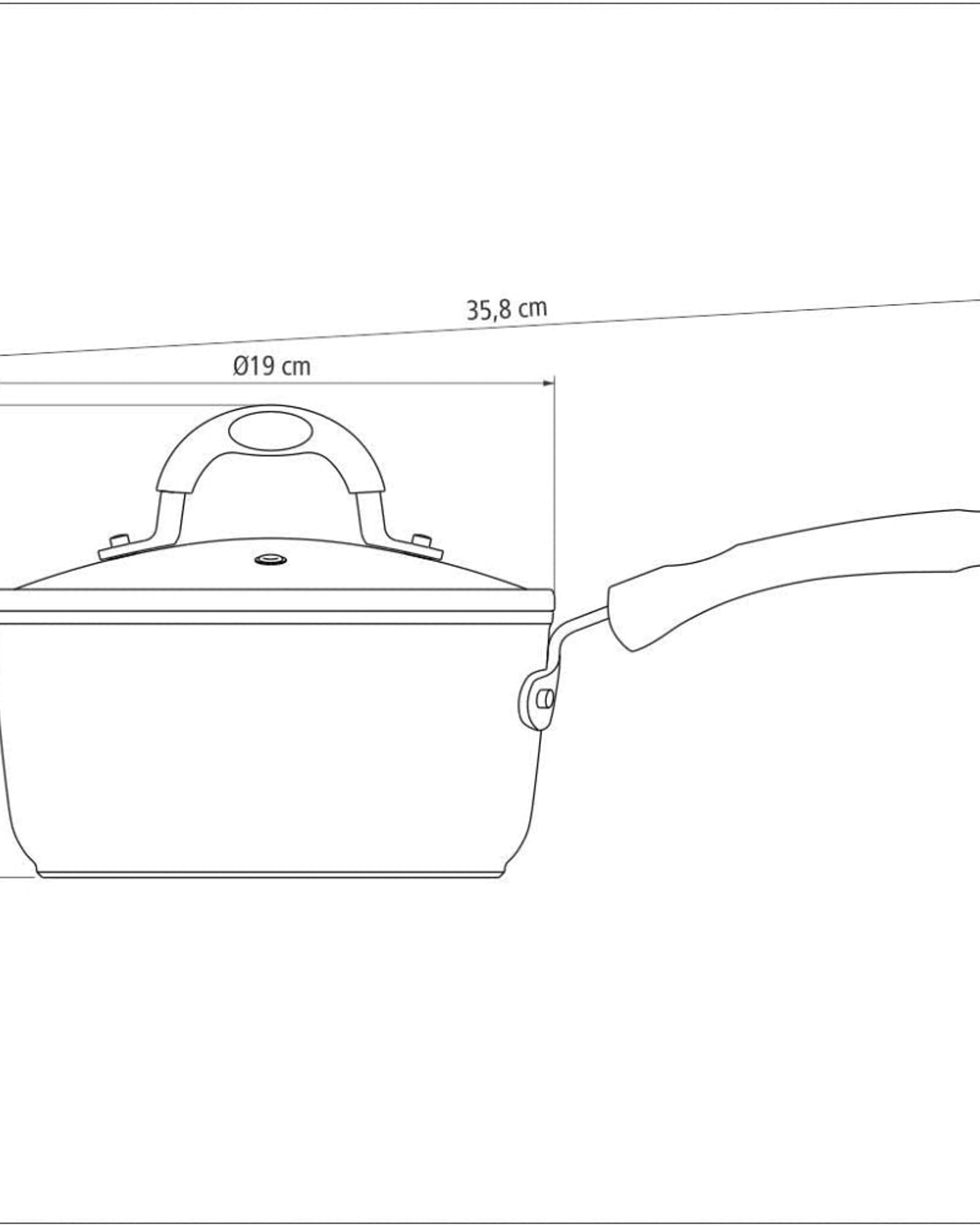 Tramontina Brazil  Monaco Induction 18cm 2L Black Aluminum Saucepan with Interior and Exterior Starflon Premium PFOA Free Nonstick Coating