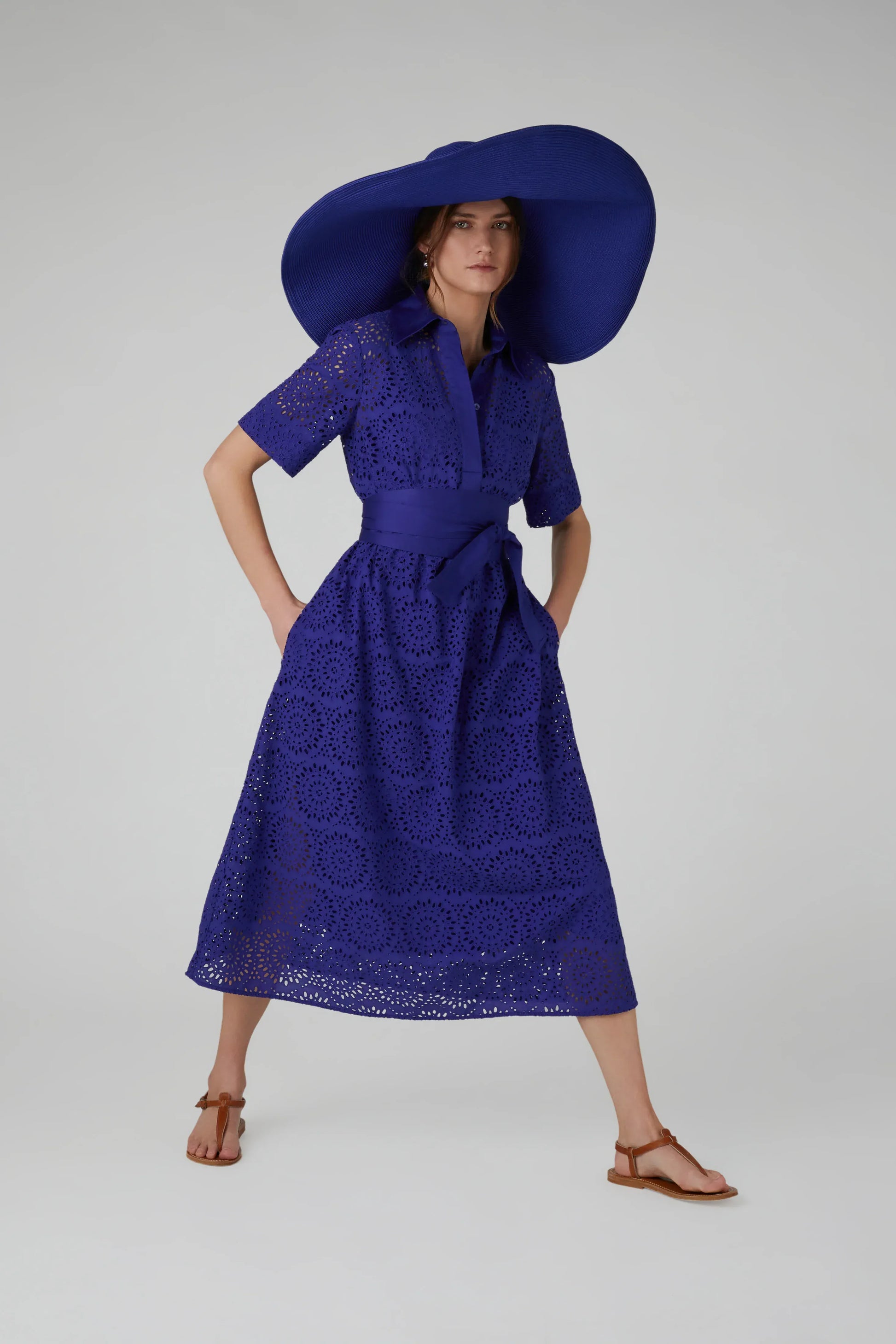 Daria Broderie Dress in Blue