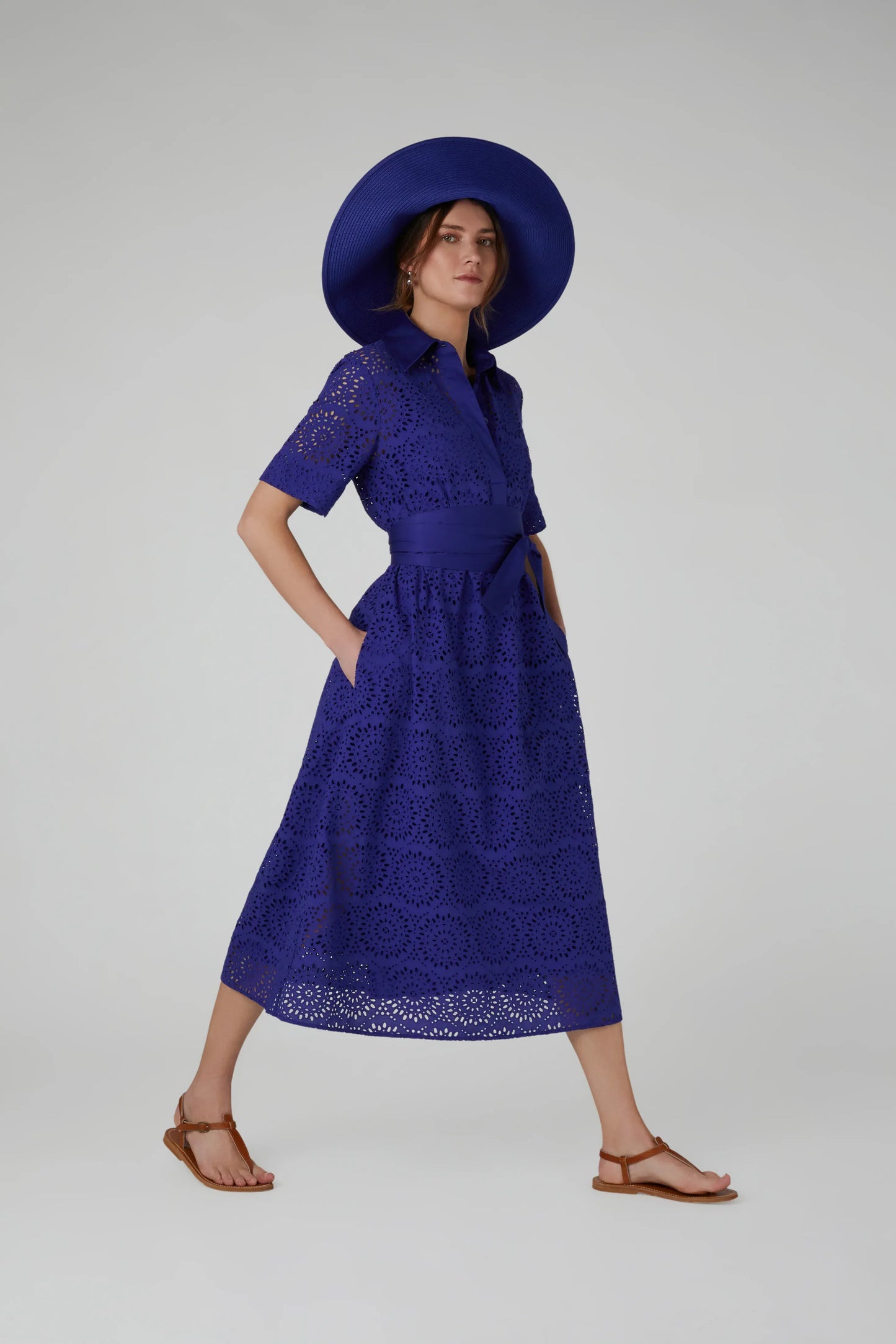 Daria Broderie Dress in Blue