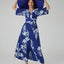 Hilary V Neck Printed Georgette Maxi Dress in Blue