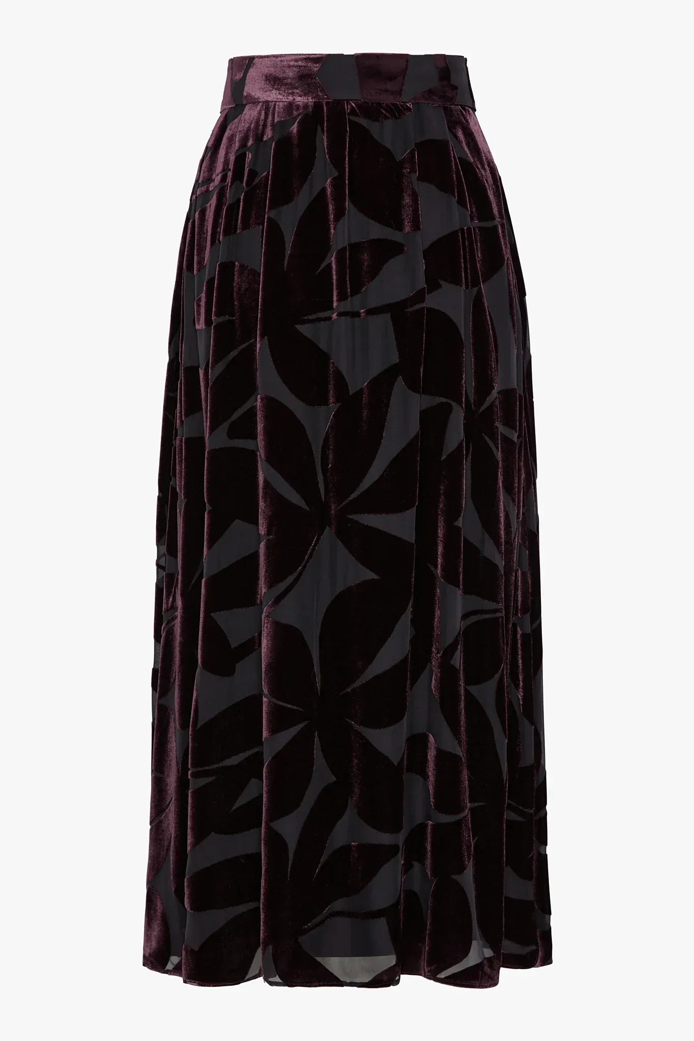 Idalia Velvet Burn Out Maxi Skirt in Berry Floral