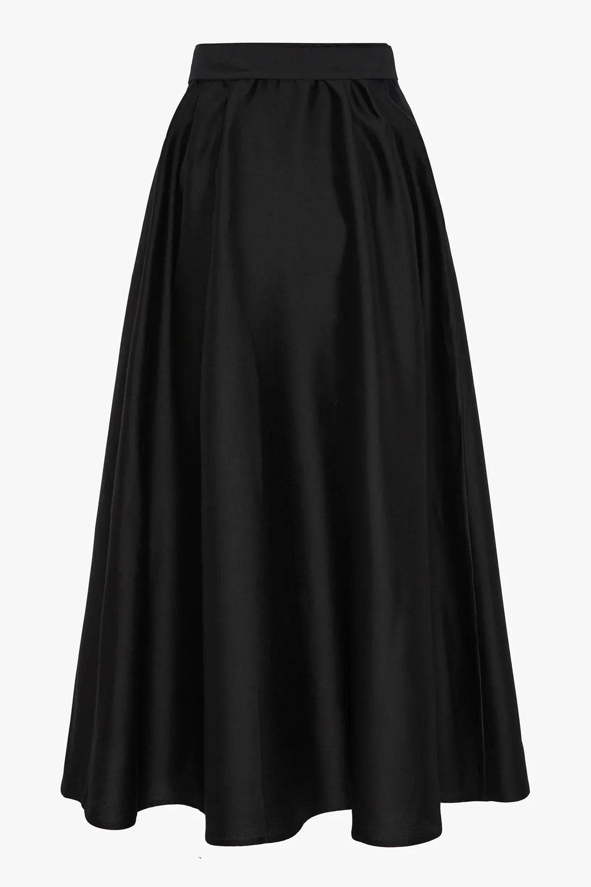 Ida Wool Silk Inverted Pleat Skirt in Black