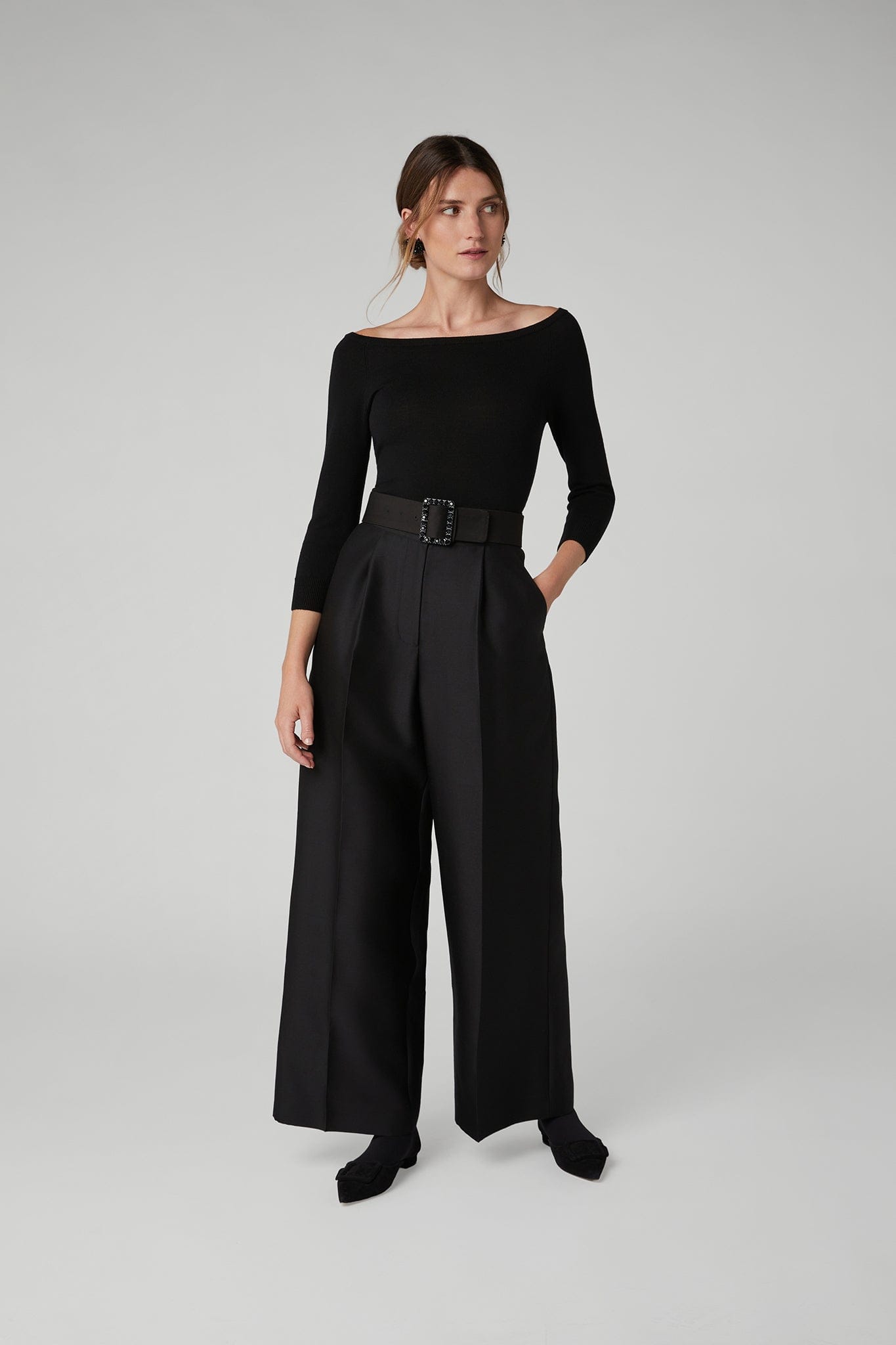 Imogen Wool Silk Wide Leg Trousers