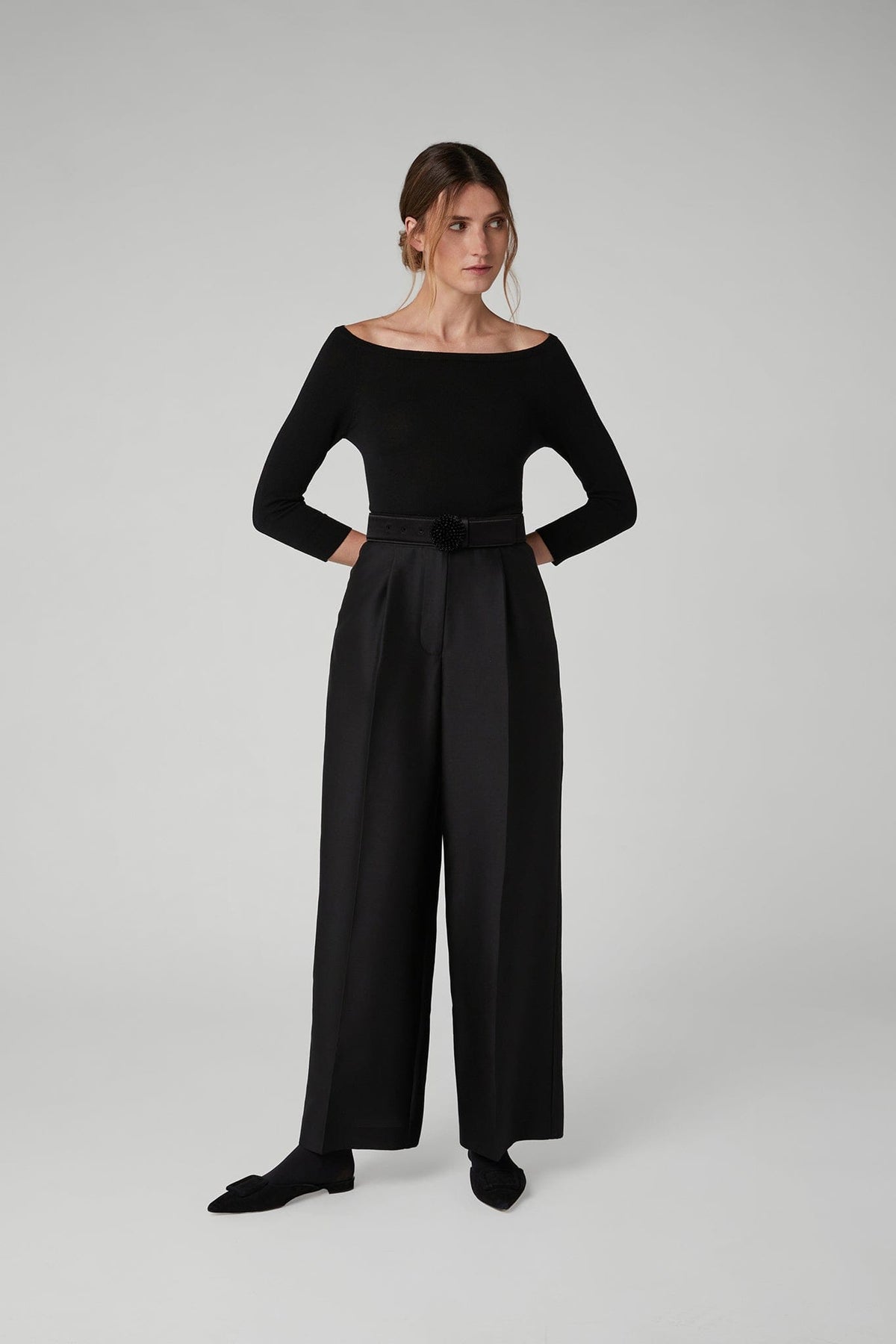 Imogen Wool Silk Wide Leg Trousers