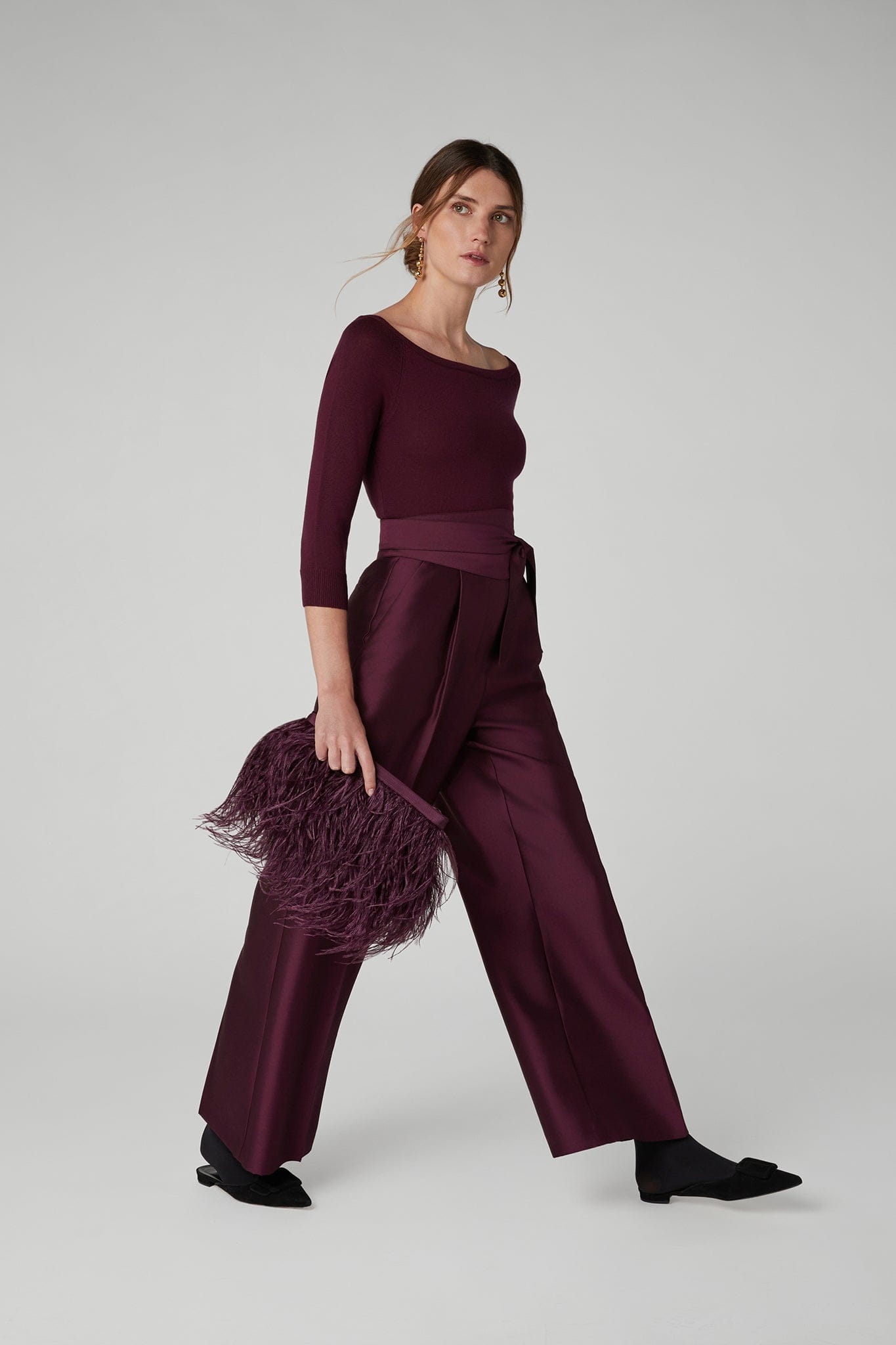Imogen Wool Silk Wide Leg Trousers