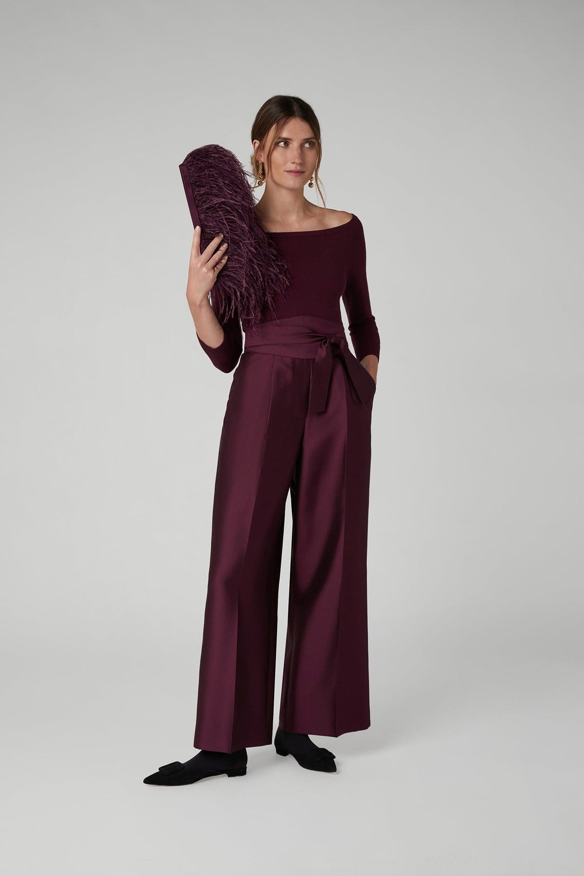 Imogen Wool Silk Wide Leg Trousers
