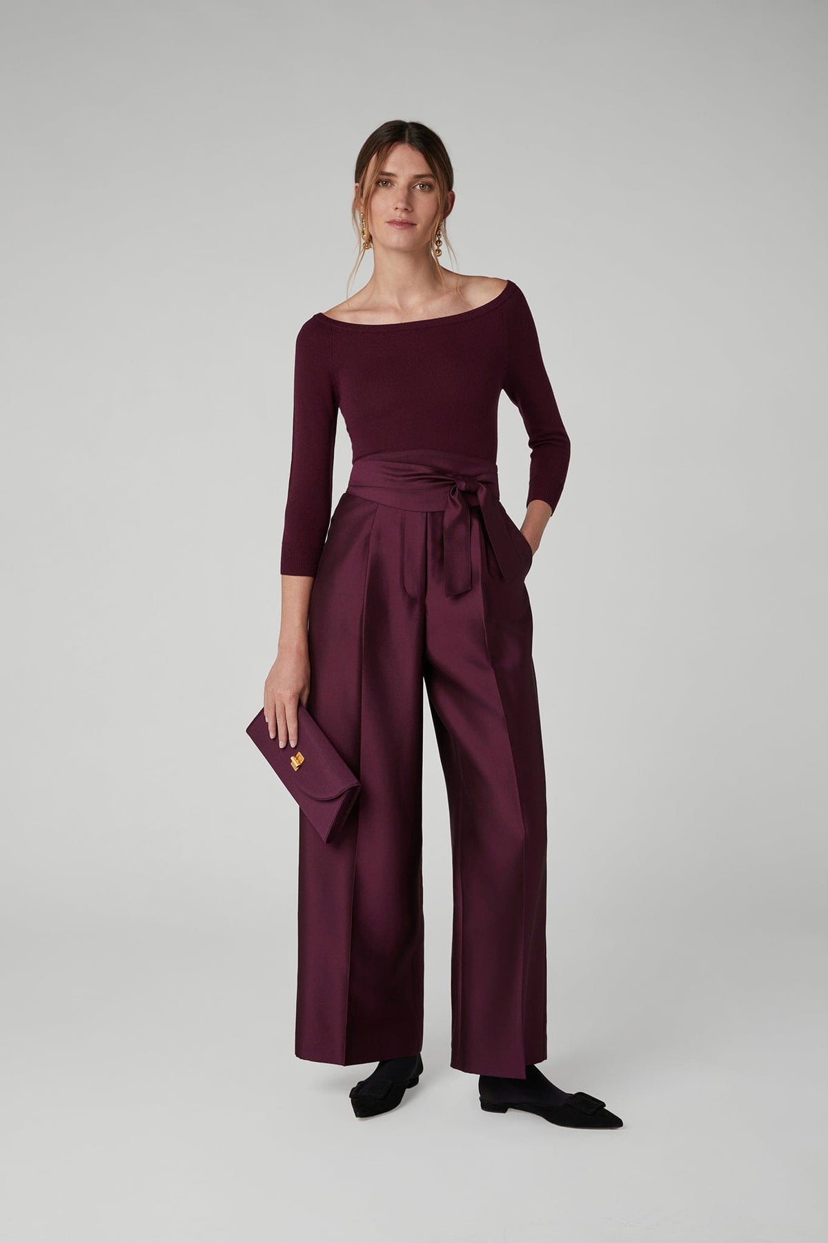 Imogen Wool Silk Wide Leg Trousers