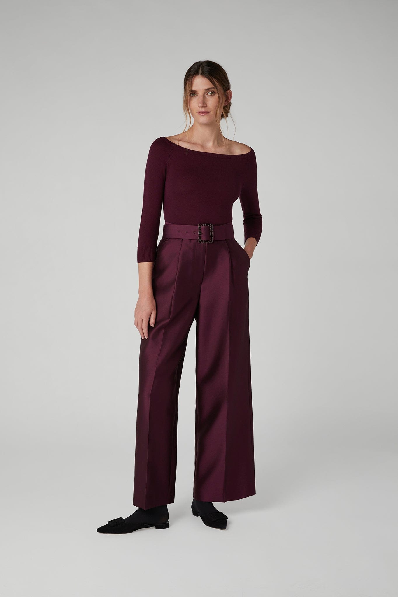 Imogen Wool Silk Wide Leg Trousers