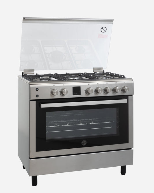 Hoover Freestanding Full Gas Cooker, 5 Burners, Grill, 90 × 60 cm, Stainless Steel – HGC-V95G-S (ESMA Certified)