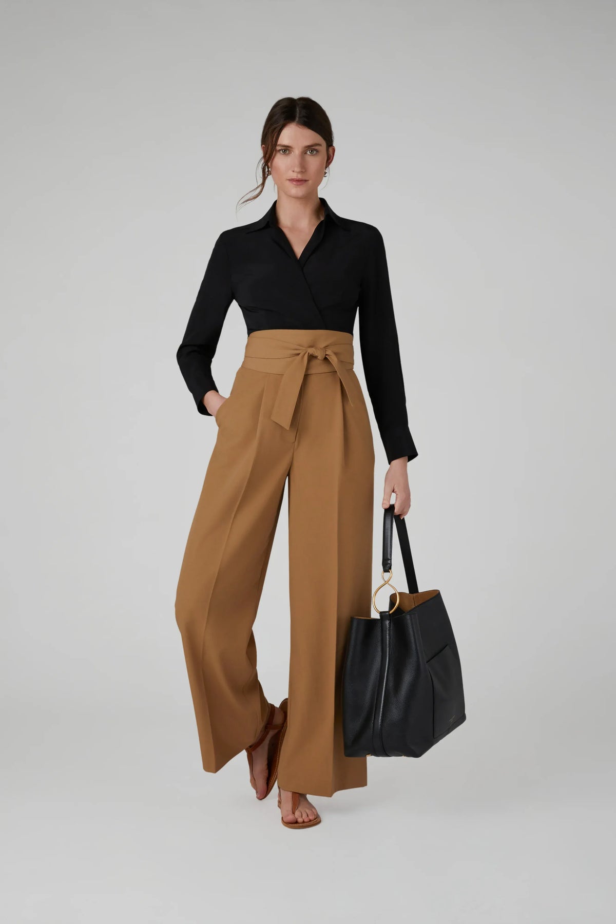 Georgia Wide Leg Trouser in Black