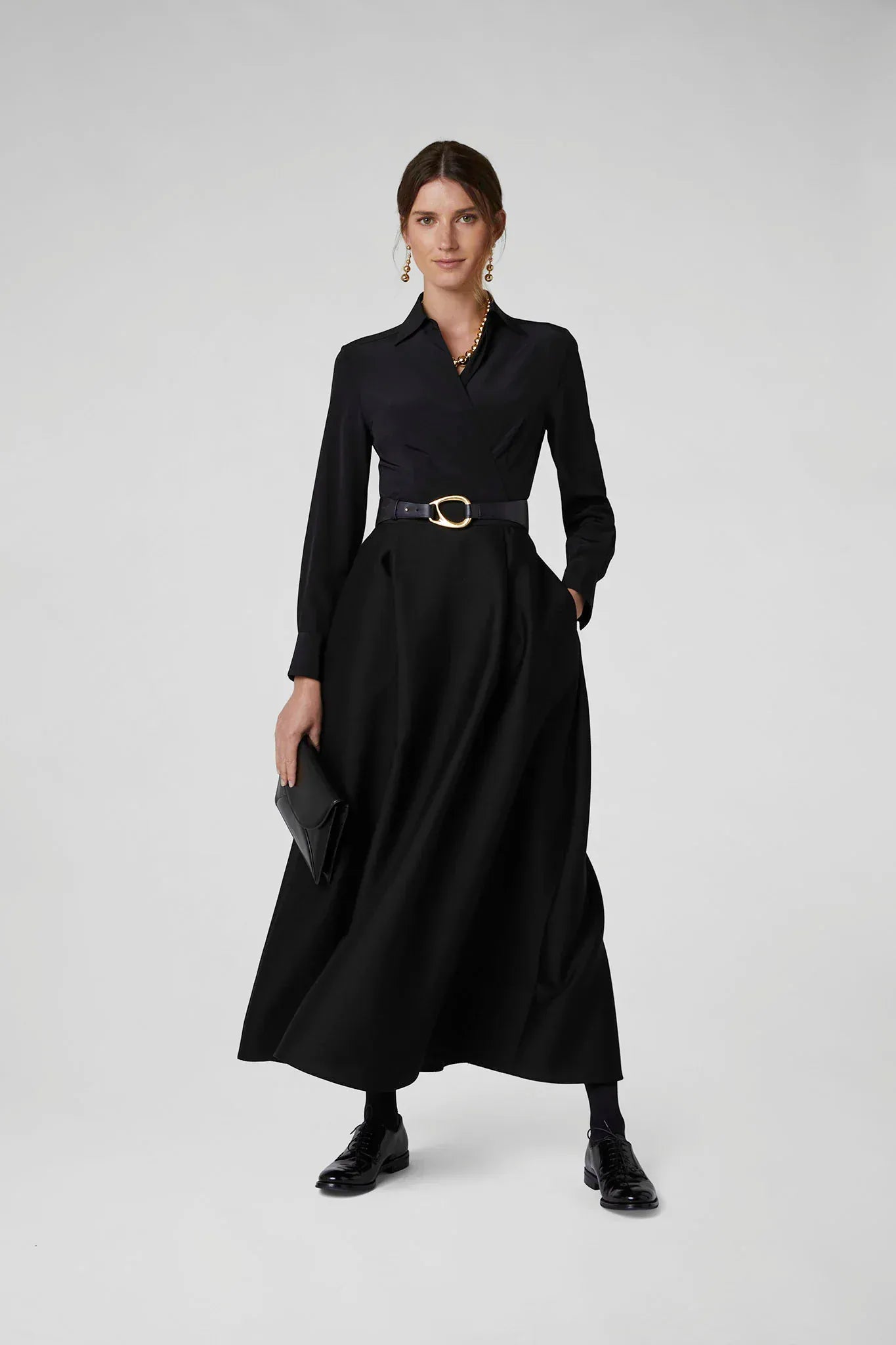 Genevieve Silk Wrap Shirt in Black