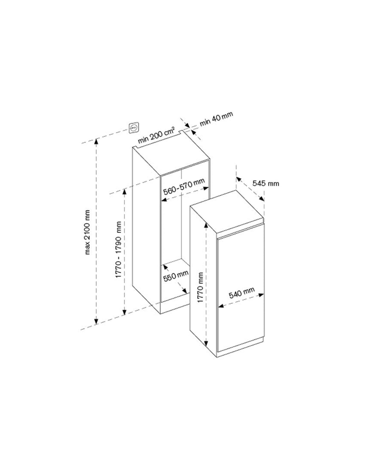Bertazzoni Single Door Refrigerator H177 60cm