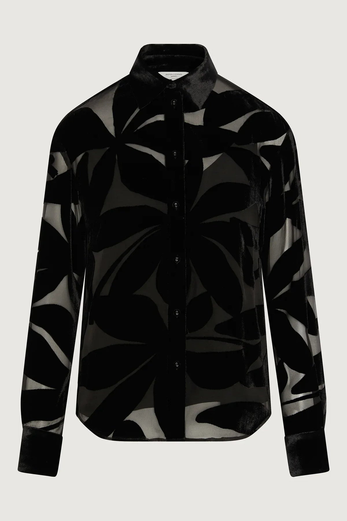 Gianna Velvet Burn Out Shirt in Black