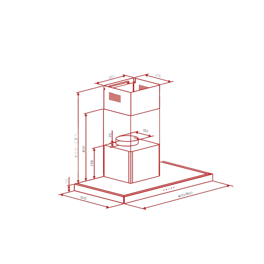 Hoover 90cm Built-In T-Shape Hood