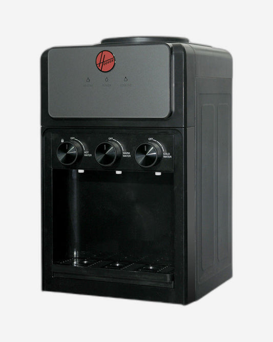 Hoover Tabletop Water Dispenser, 3 Water Spouts for Hot, Cold, and Ambient Water, Child Safety Lock, Knob Control, Stretched Stainless Cold Tank, 1 Year Warranty,Silver Grey - HWD-ST-02S