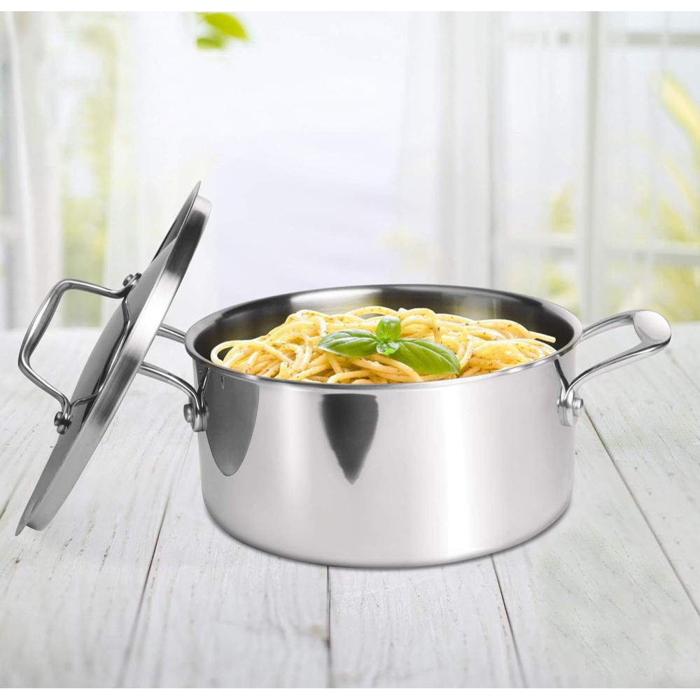 Milton Pro Cook Triply Stainless-Steel Casserole Handi/Stock Pot/Biryani Pot with Lid 28 cm, 8.3 Litres