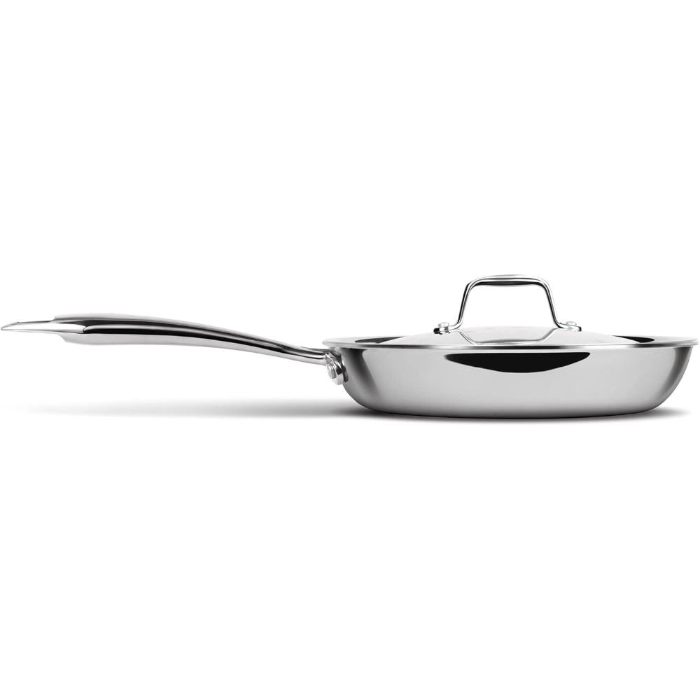 MILTON Pro cook 24 cm Frying Pan, Triply Stainless Steel with Lid, 1.7 Litre, Skillet for Curry, Stir-Fry, Omelette Pans, Sauté Induction & Gas Friendly Steel Pan
