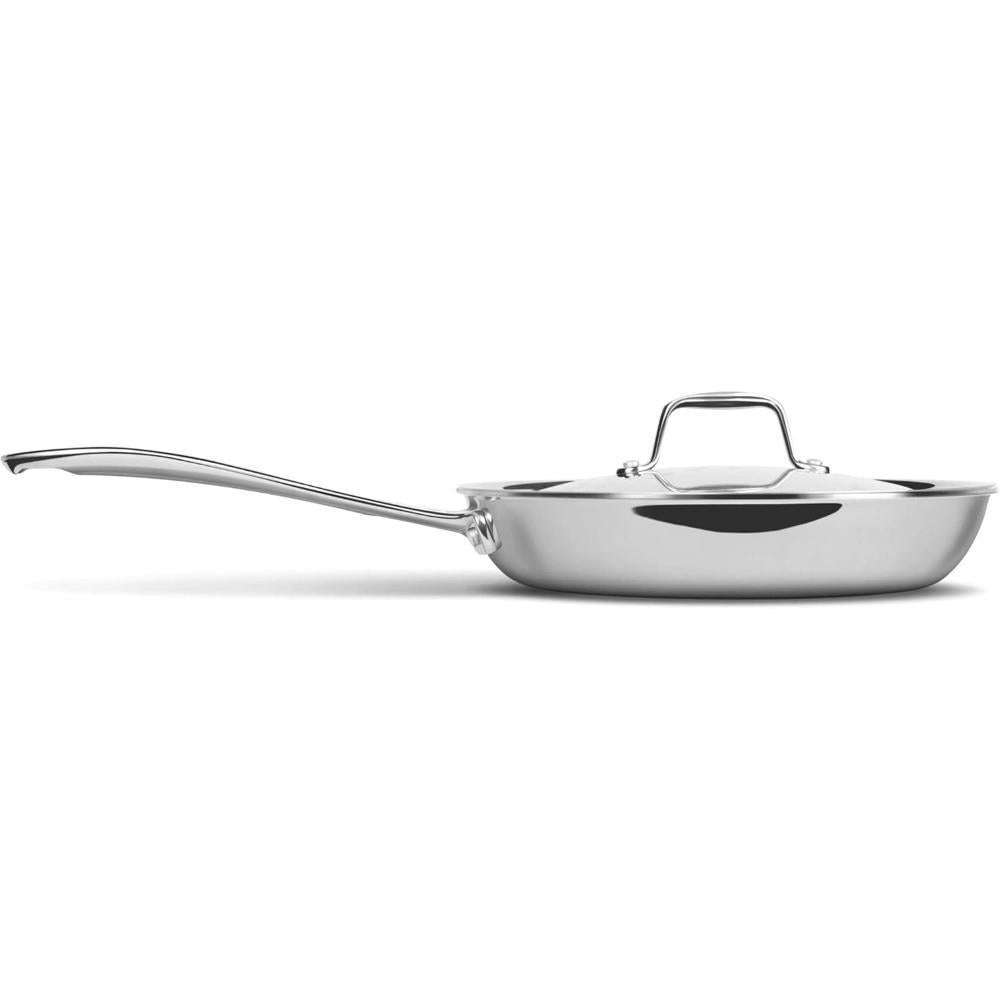 MILTON Pro cook 26 cm Frying Pan, Triply Stainless Steel with Lid, 2.2 Litre, Skillet for Curry, Stir-Fry, Omelette Pans, Sauté Induction & Gas Friendly Steel Pan