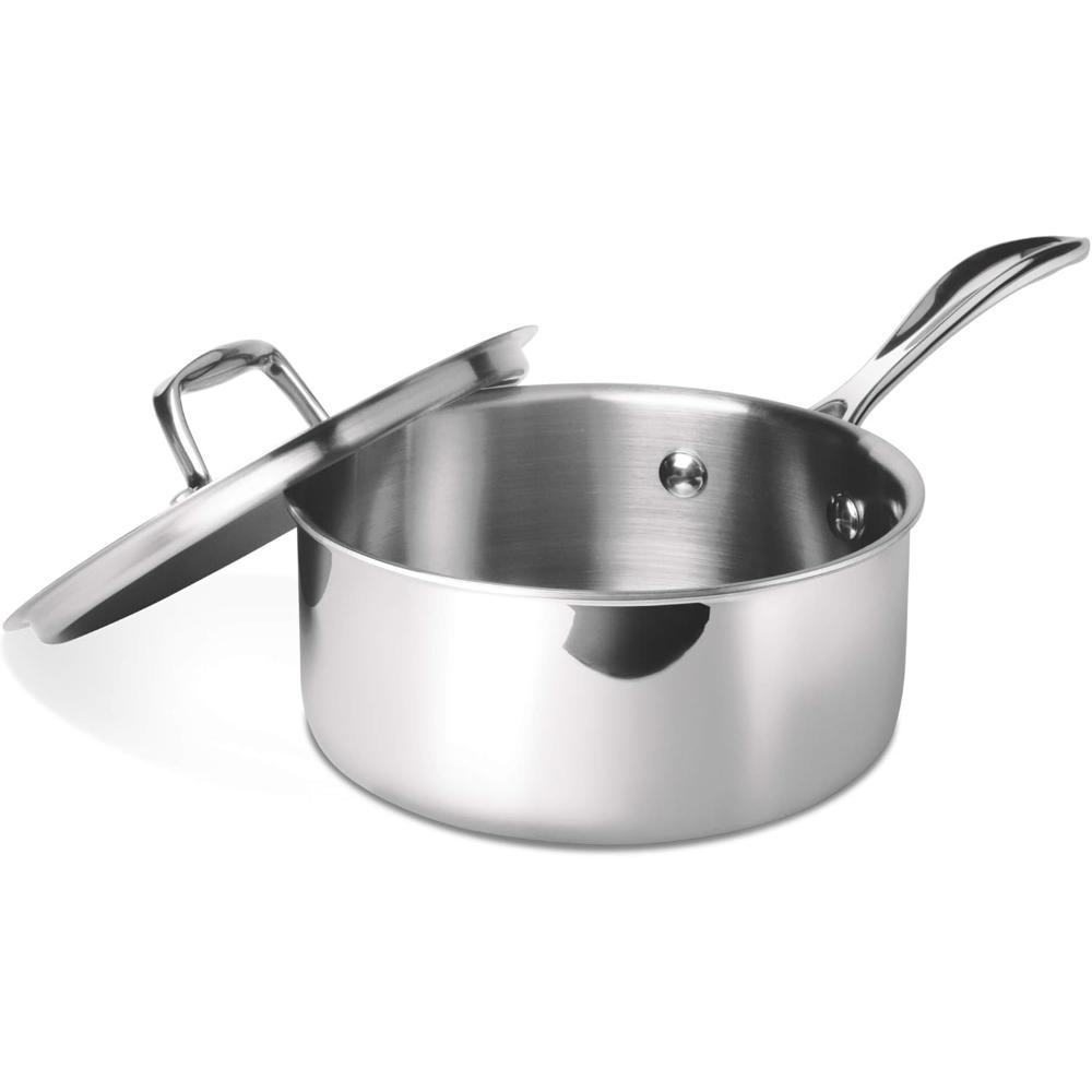 Milton Pro Cook Stainless Steel Tea Pan, 2.2 Litre/18 cm, Triply Saucepan with Lid, Gas Induction Base Chai Pot Milk Boiler with Handle