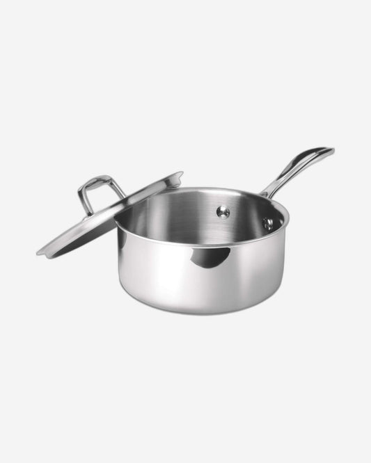 Milton Pro Cook Stainless Steel Tea Pan, 2.2 Litre/18 cm, Triply Saucepan with Lid, Gas Induction Base Chai Pot Milk Boiler with Handle